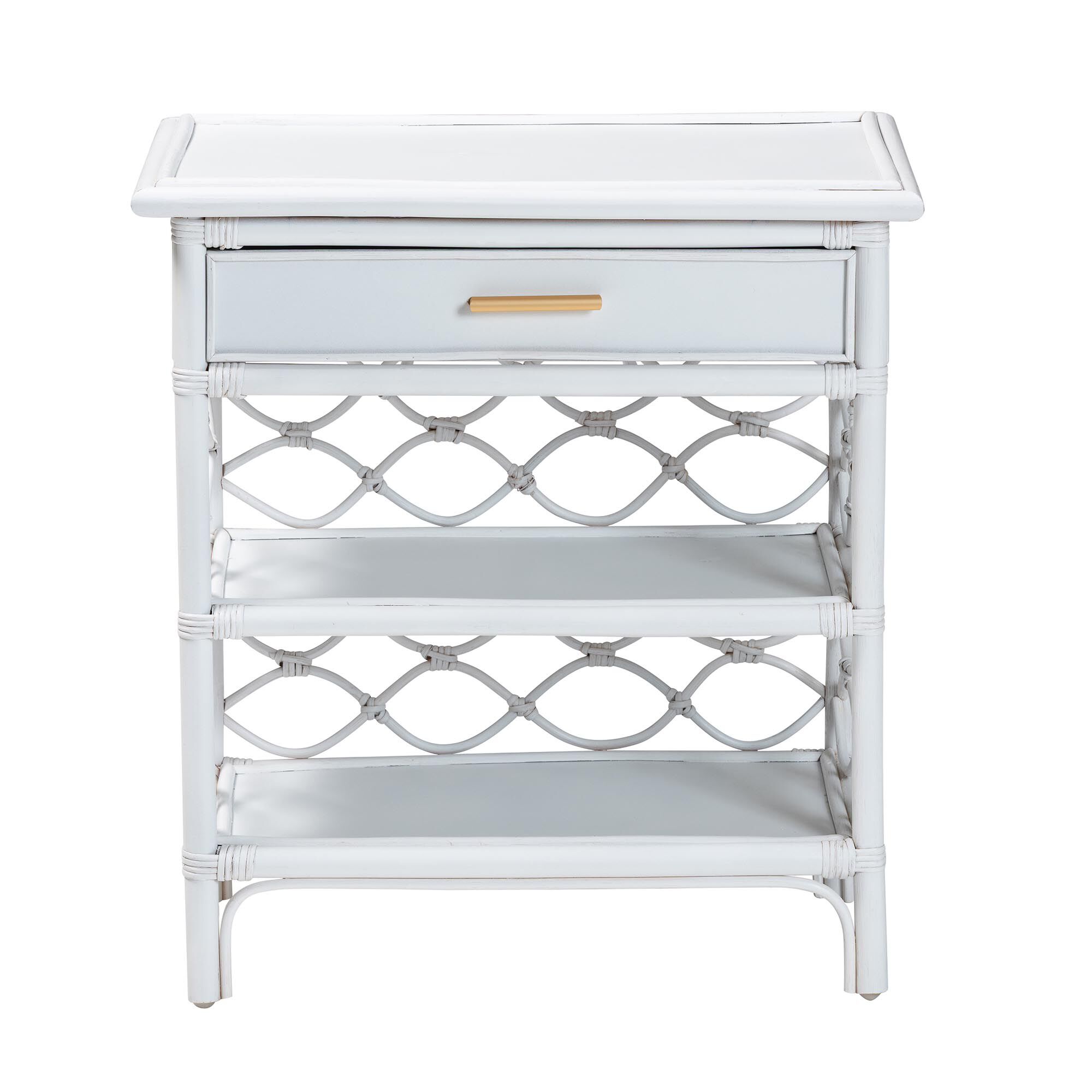 Akane Natural Rattan Nightstand, White, WHITE, alternate image number 3