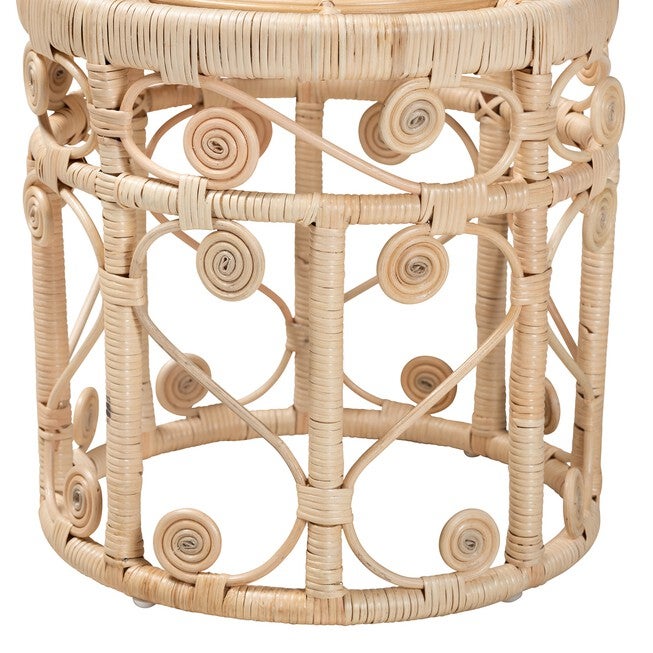 Bowie Modern Bohemian Natural Brown Rattan 2-Piece Nesting End Table Set, , alternate image number 2