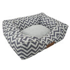 Chevron poly-cotton bolster with detachable faux fur cushion, Small Size, , alternate image number null