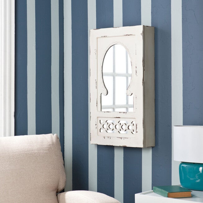 Shabby Chic Wall Mount Jewelry Mirror, , on-hover image number null
