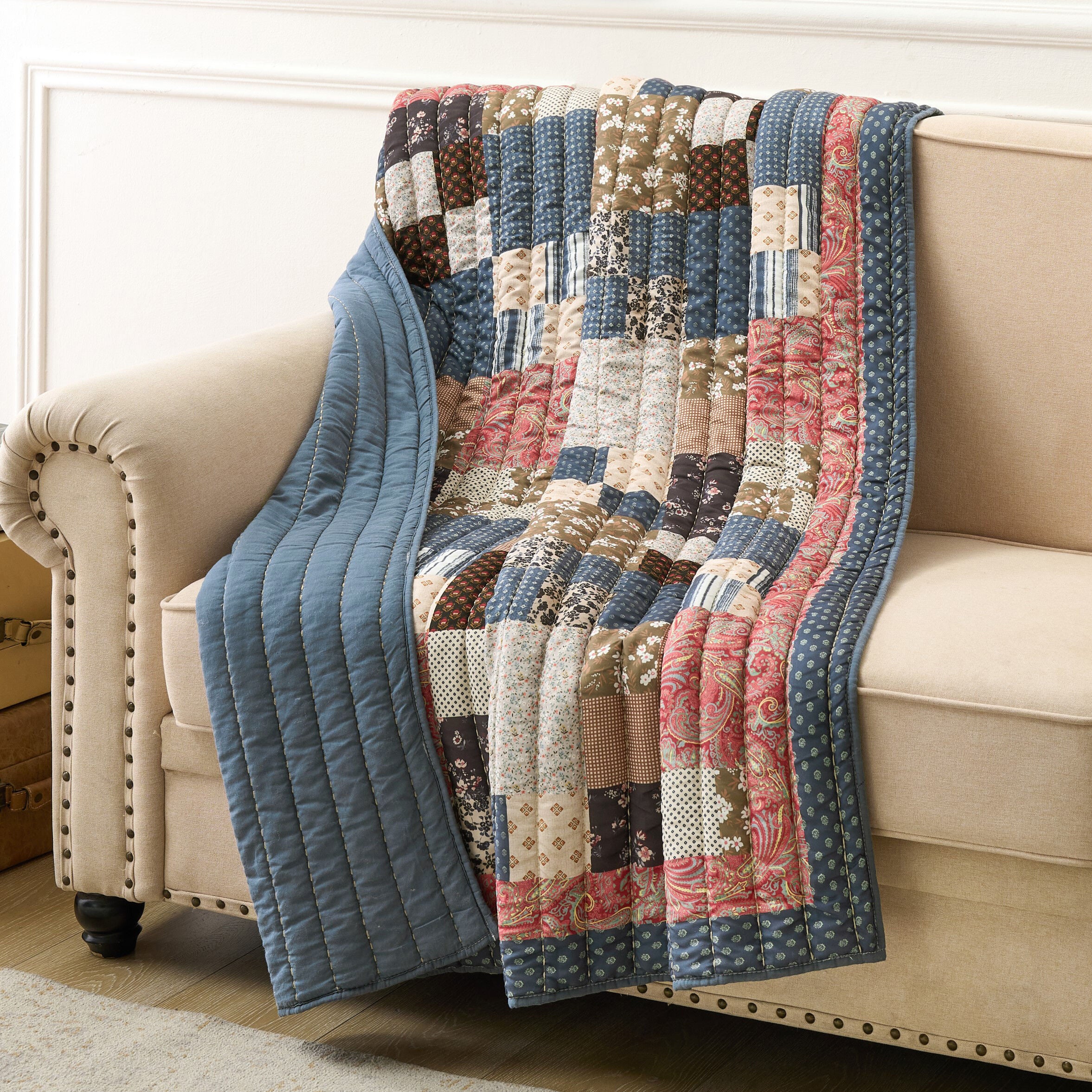 Shiloh Quilted Throw Blanket, CALICO, hi-res image number 0