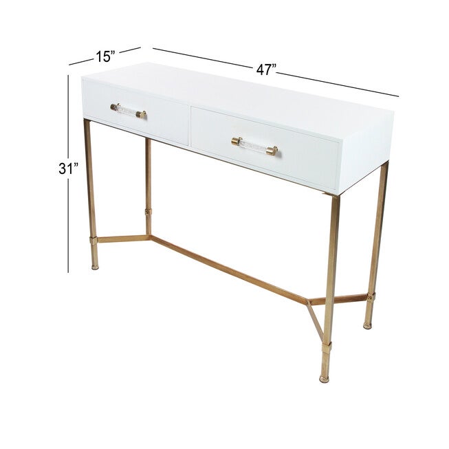 White Glam Metal Console Table, 31 x 47, , alternate image number 7