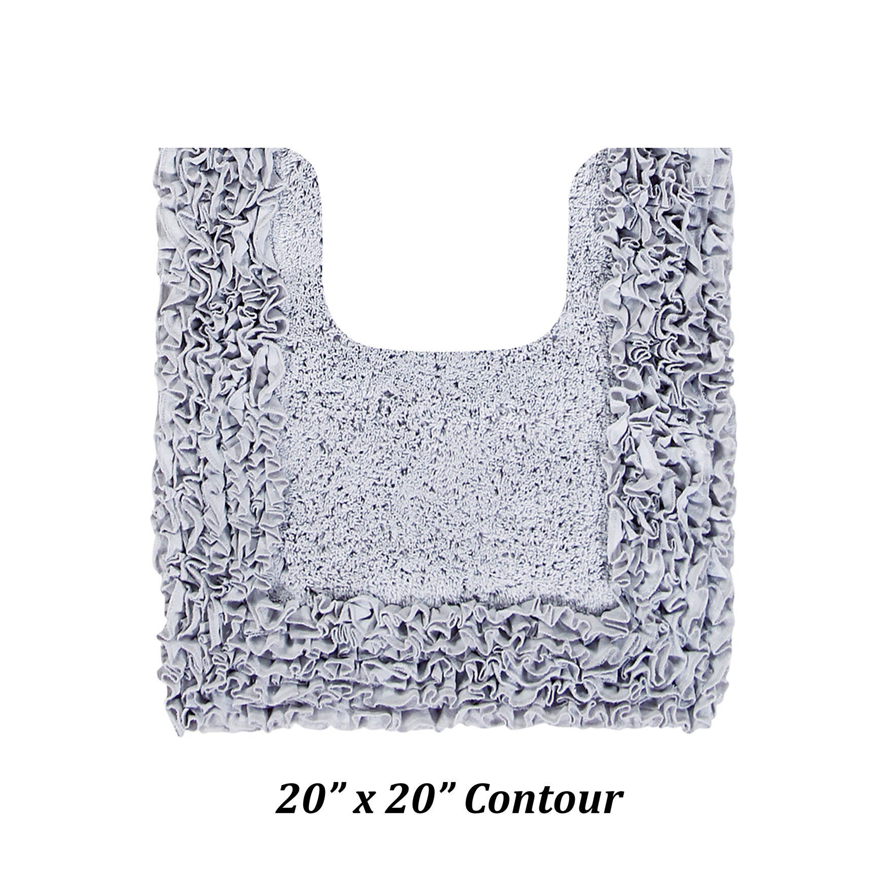 Shaggy Border Bath Rug Mat, 20 inches X 20 inches, SILVER, hi-res image number 0