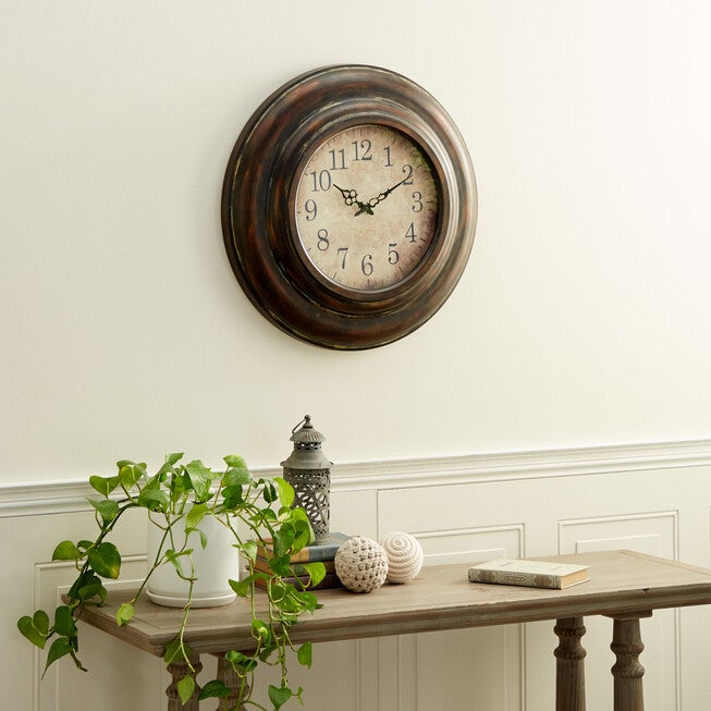 Brown Rustic Metal Wall Clock, , alternate image number null