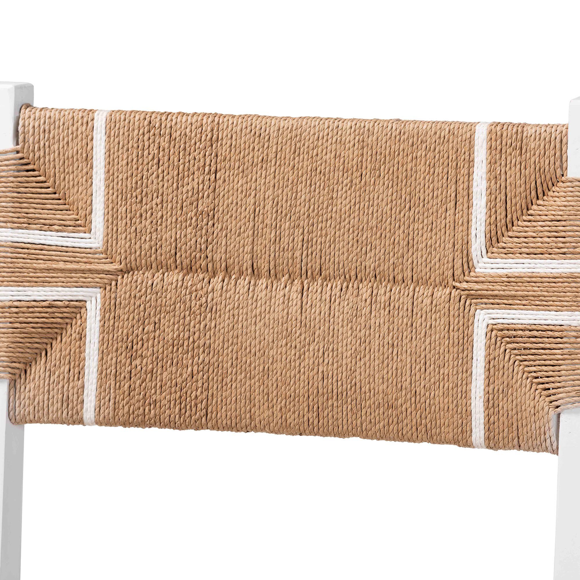 Talli Bohemian Paper Loom and White Mahogany Wood 2-Piece Bar Stool Set, BROWN, alternate image number 4