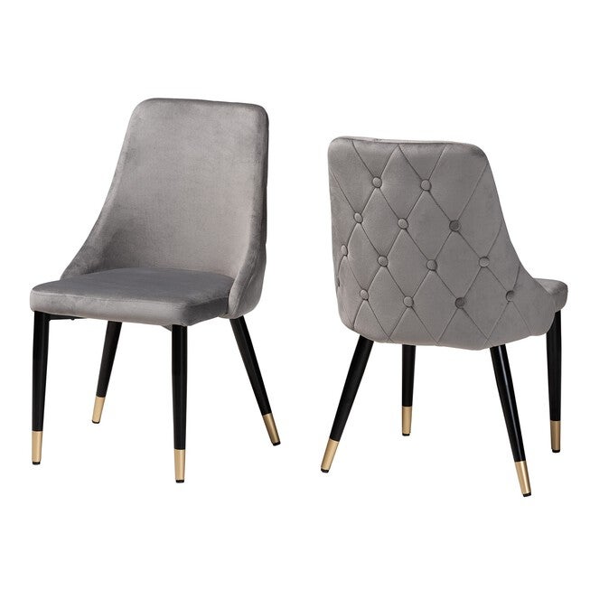 Giada Contemporary Glam And Luxe 2-Piece Dining Chair Set, GREY BLACK GOLD, hi-res image number null