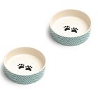 Set Of Two Talto Small Pet Dog Cat Bowls, TURQUOISE WHITE, hi-res image number 0