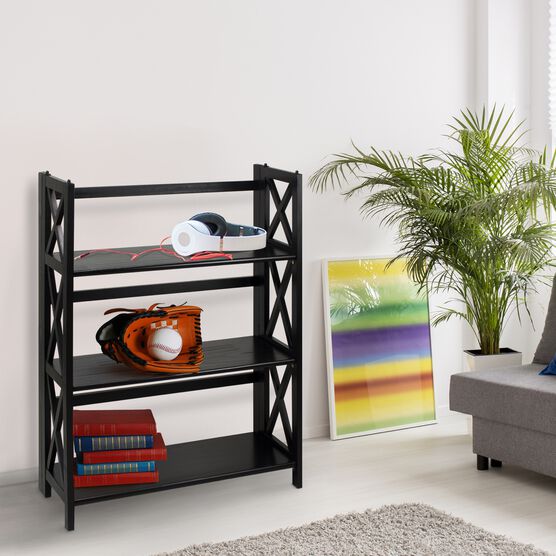 Montego 3-Shelf Folding Bookcase -Black, , alternate image number null
