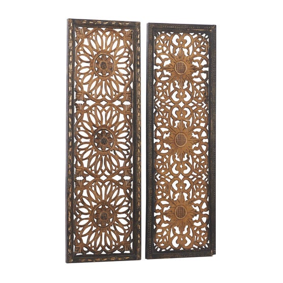Set Of 2 Brown Wood Traditional Wall Décor, , alternate image number null