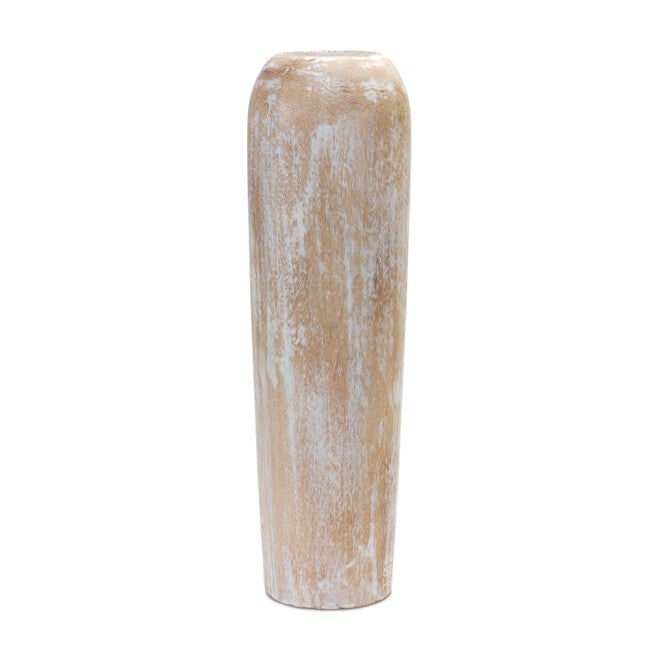 Vase 23.5 inchesH Wood, BROWN/WHITE, hi-res image number null