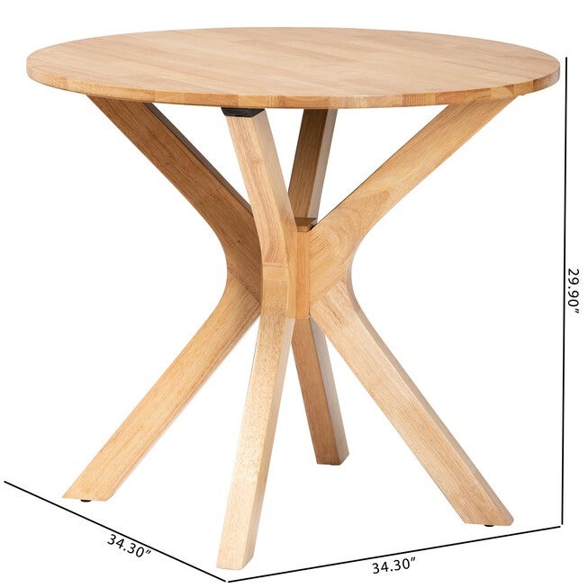 Kenji Modern Natural Brown Finished Wood 34-Inch-Wide Round Wood Dining Table, , alternate image number 13
