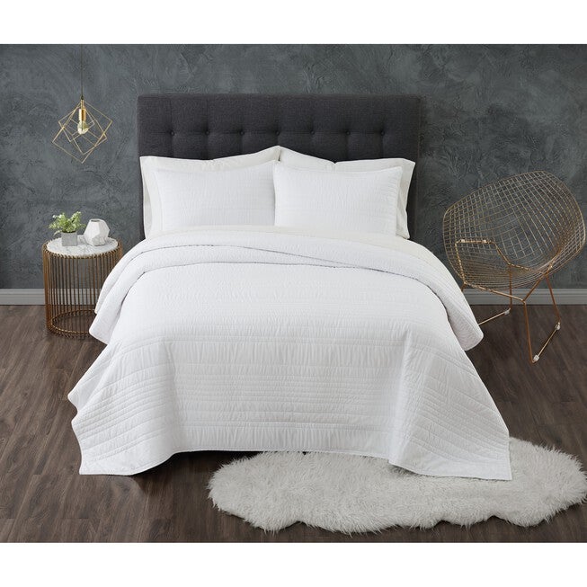 Antimicrobial 3 Piece Quilt Set, WHITE, hi-res image number null