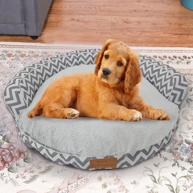 Chevron poly-cotton bolster with detachable faux fur cushion Large Size, GREY, hi-res image number 0