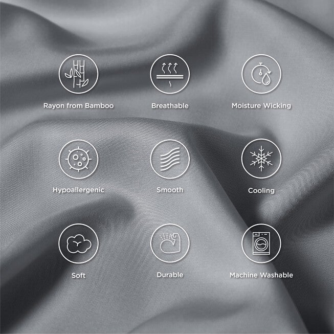Doctor Pillow Royal Luxury Bamboo Pillowcase -Set of 2 - GREY, GREY, alternate image number 2