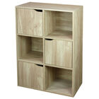 Home Basics 6 Cube Wood Storage Shelf with Doors, WOOD, hi-res image number null