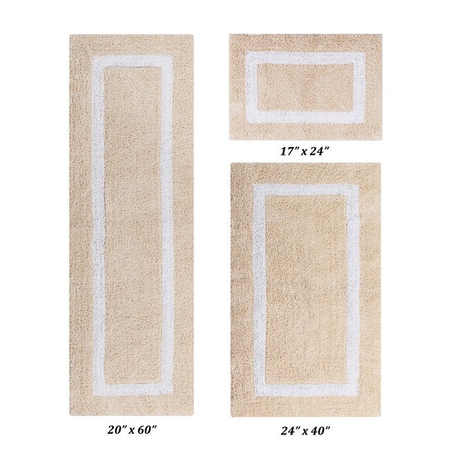 Hotel Collectionis Bath Mat Rug 3 Piece Set (17 inches x 24 inches | 24 inches x 40 inches | 20 inches x 60 inches), SAND WHITE, hi-res image number 0