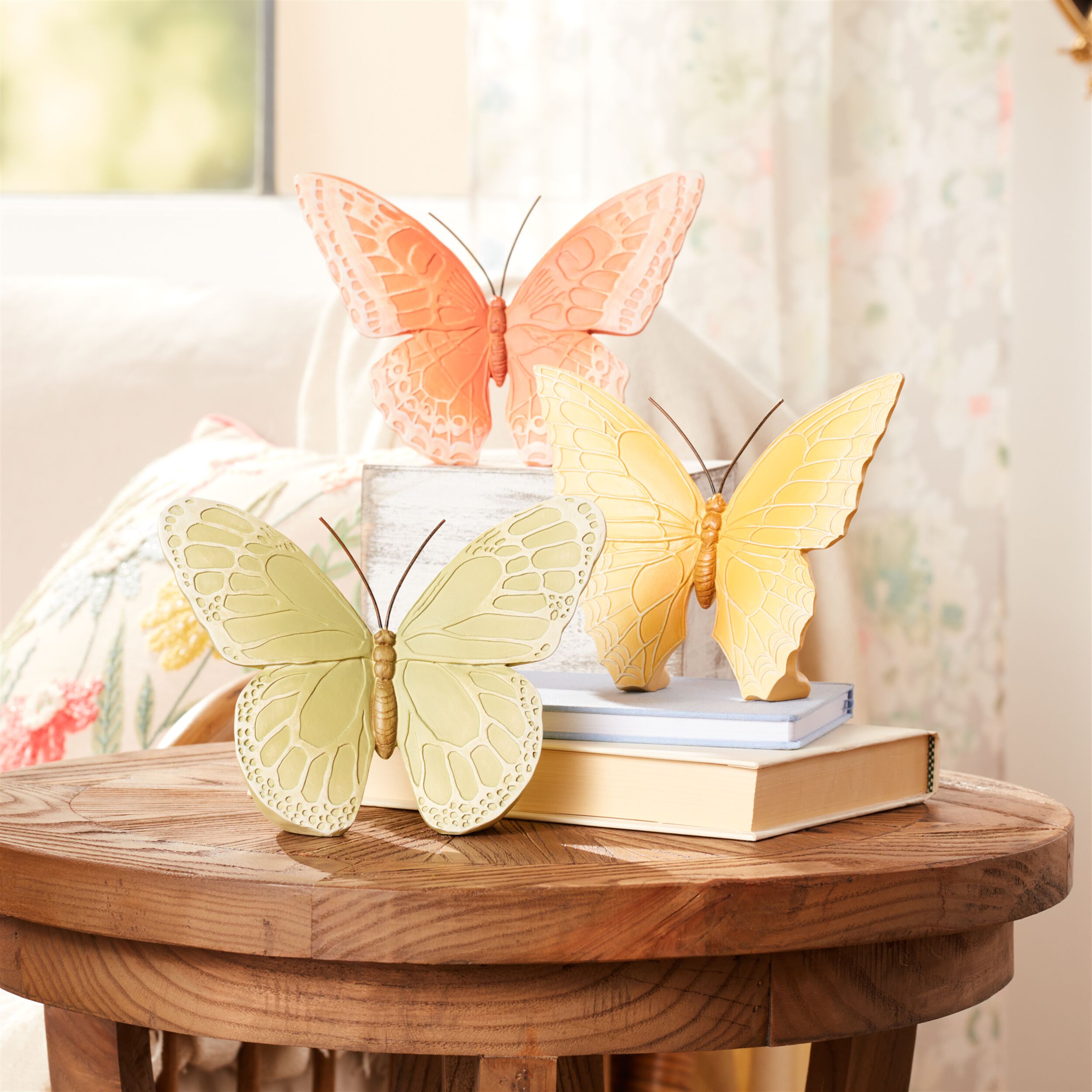 Colorful Butterfly Decor Set of 3, YELLOW GREEN PINK, alternate image number 1