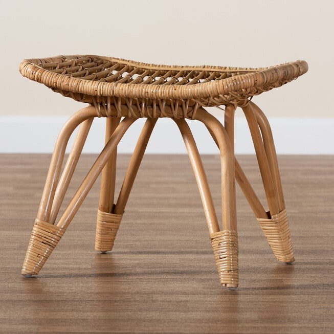 Earvin Modern Bohemian Natural Brown Rattan Footstool, , alternate image number 12