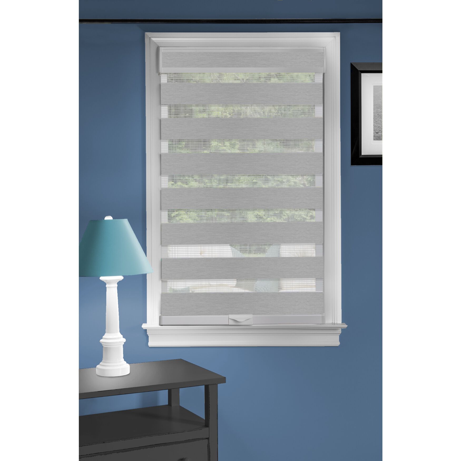 Cordless Celestial Sheer Double Layered Shade, GREY, hi-res image number 0