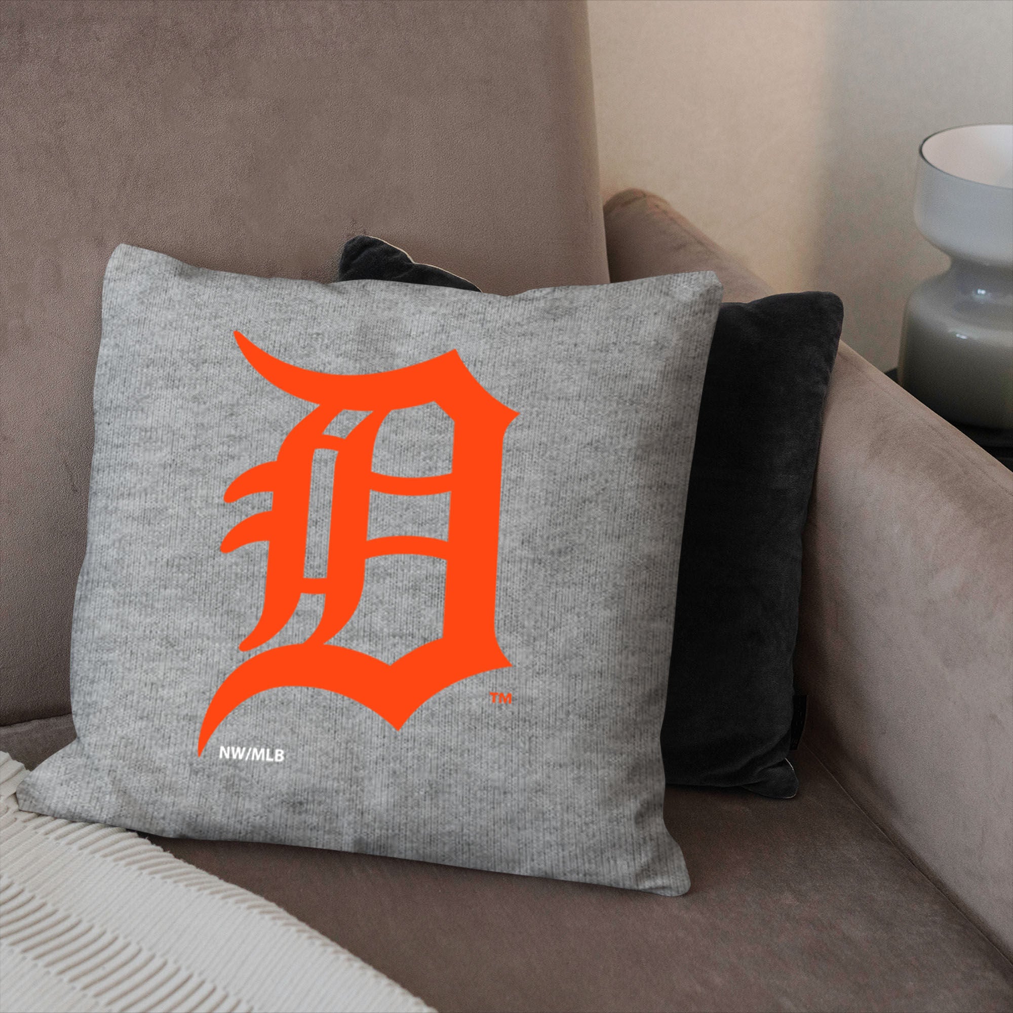 Detroit Tigers MLB Primary Sweatshirt PIllow 16 Inches, GRAY, alternate image number 2