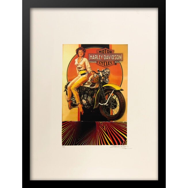 Vintage Harley Davidson Motorcyles 14x18 Framed Print, ORANGE MULTI, hi-res image number 0