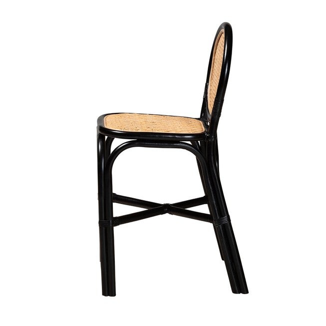 Ayana Mid-Century Modern Two-Tone Black And Natural Brown Rattan Counter Stool, , alternate image number null