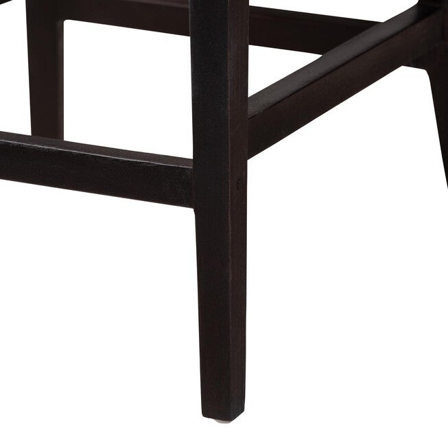 Lingga Modern Bohemian Dark Brown Mahogany Wood And Natural Rattan Counter Stool, , alternate image number 5