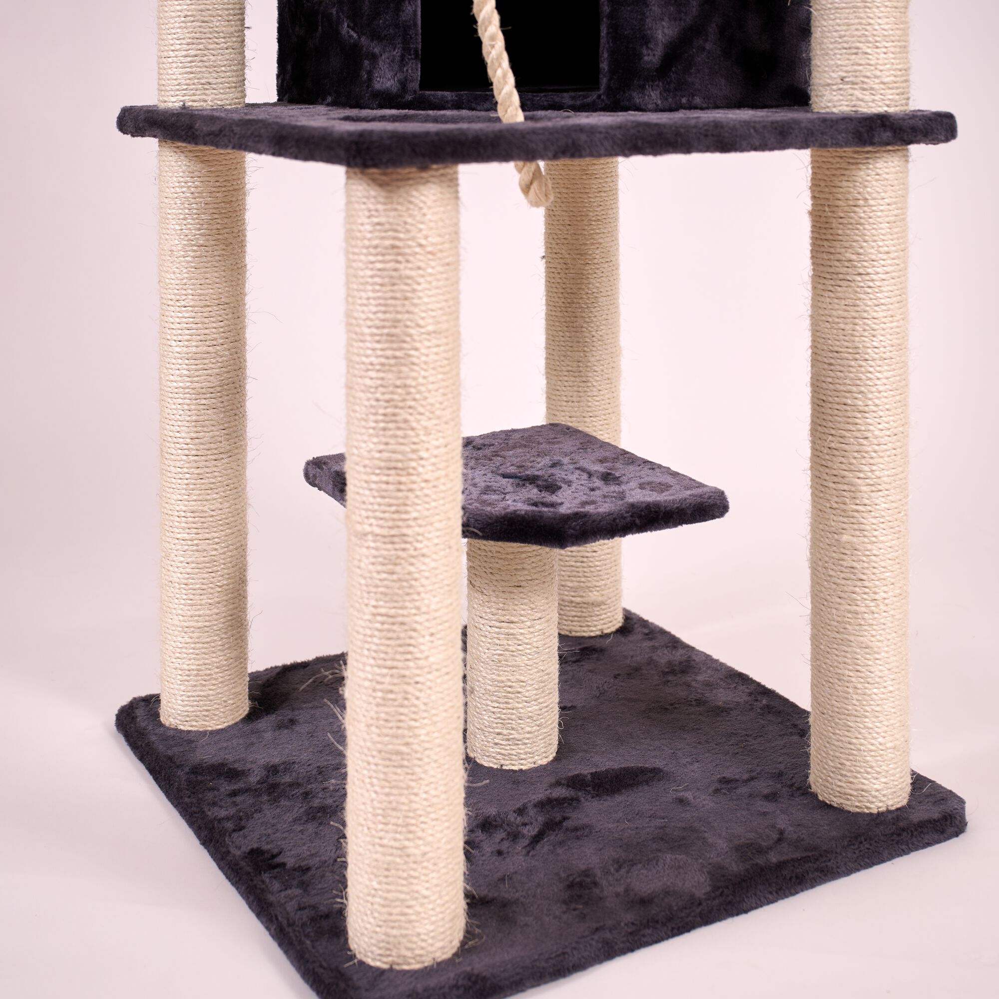 82 Inches Multi-Level Big Cat Tree. Tall Multi-Cats Tower with 2 Big Cat Condos A8202, DARK GRAY, alternate image number 1