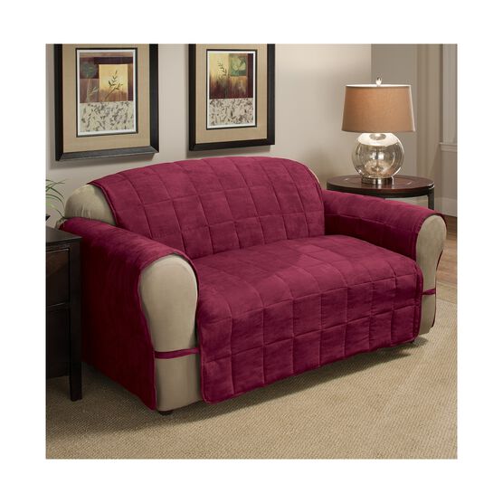 Ultimate Faux Suede Loveseat Furniture Slipcover, BURGUNDY, hi-res image number null