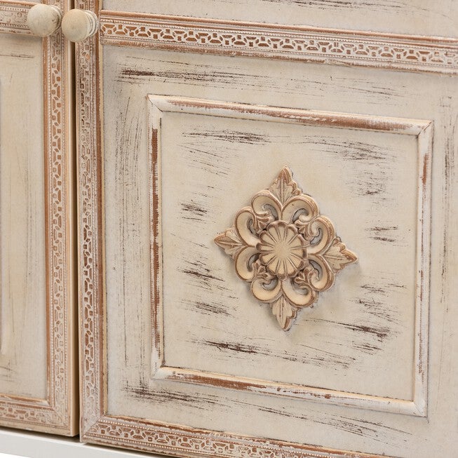 Favian Classic And Traditional Two-Tone White And Weathered Brown Finished Wood And White Metal 2-Door Sideboard, , alternate image number 4