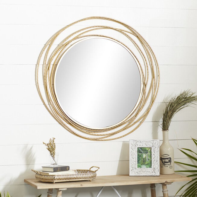 Gold Wood Contemporary Wall Mirror, , alternate image number 8
