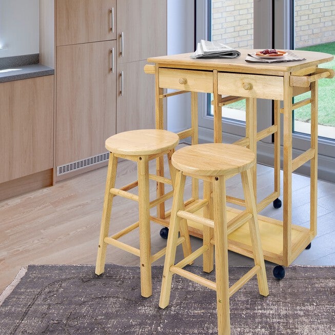 Breakfast Cart with Drop-Leaf Table-Natural, , alternate image number 9