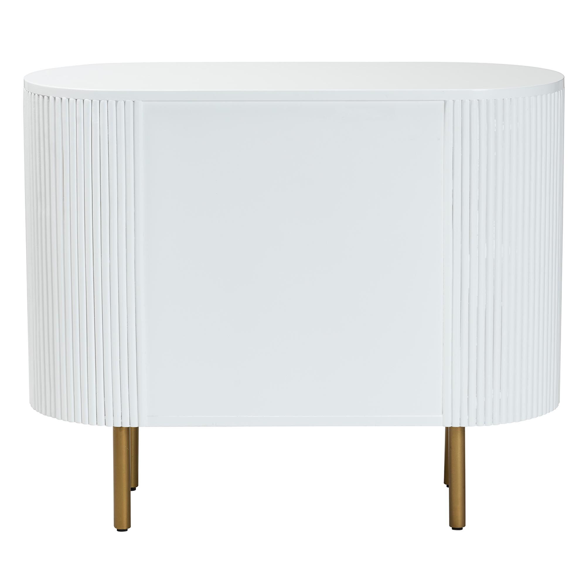 Beyla Mid-Century White Fluted Wood and Gold Metal 3-Drawer Dresser, WHITE, alternate image number 5