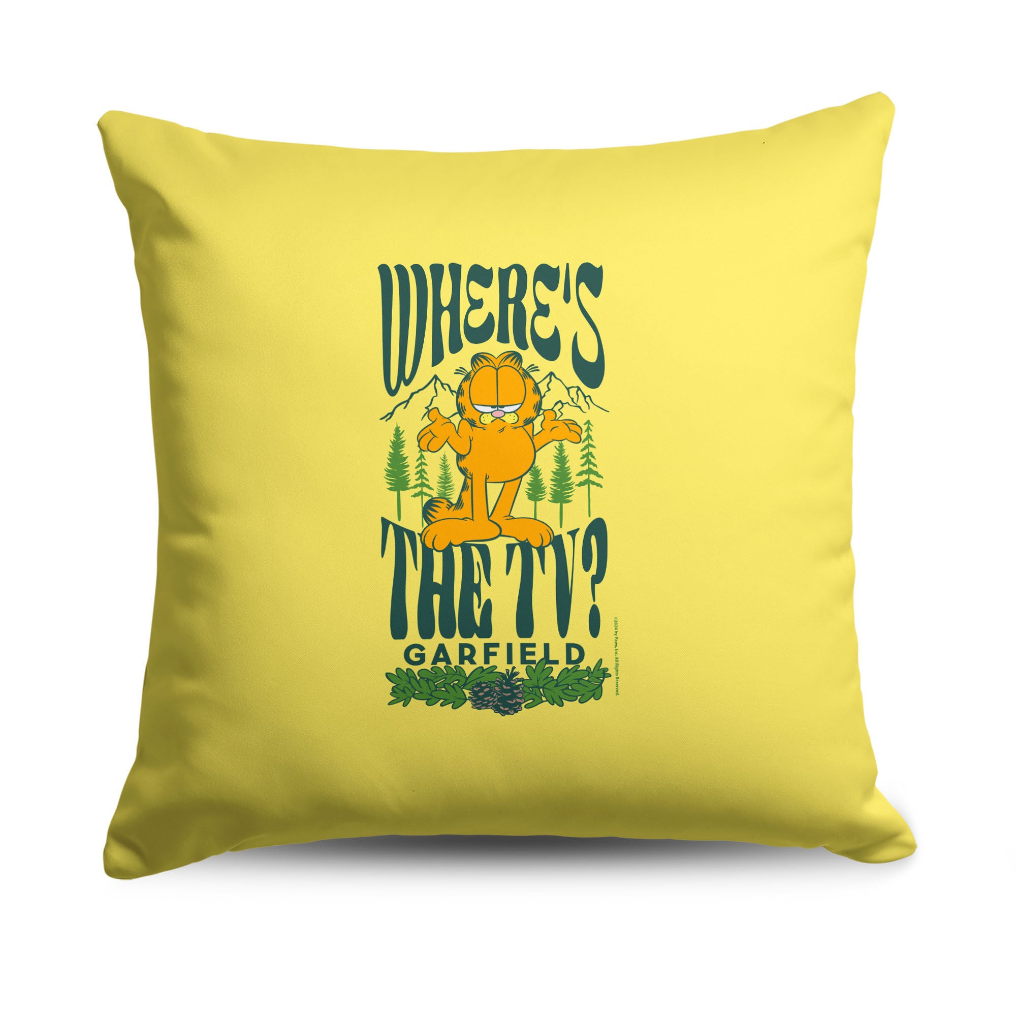 Nickelodeon Garfield Where's the TV Throw Pillow 18X18 Inches, YELLOW, hi-res image number 0