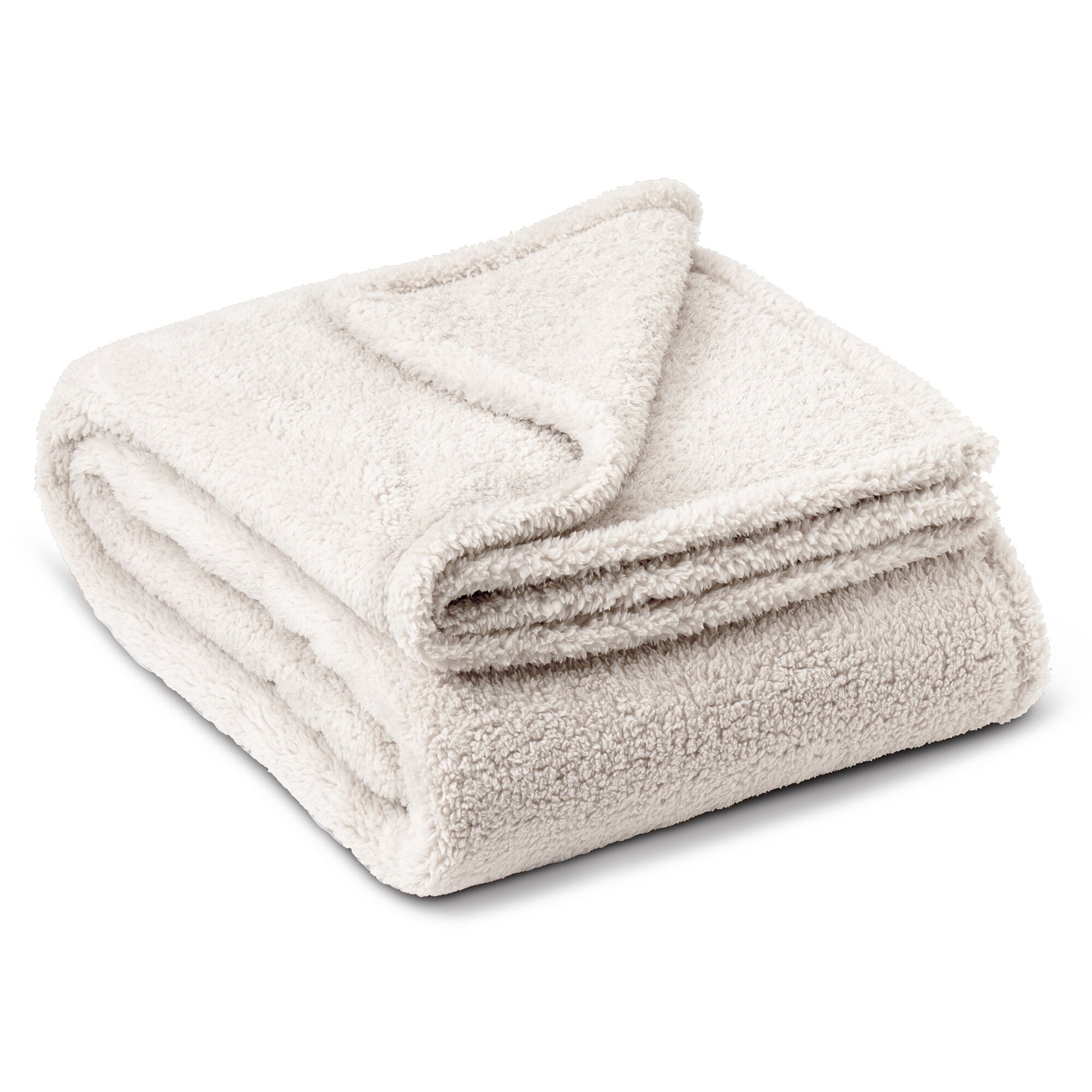 HGTV Teddy Sherpa Fur Throw Blanket Snowbound 50 x 70 inches, HGTV, hi-res image number 0