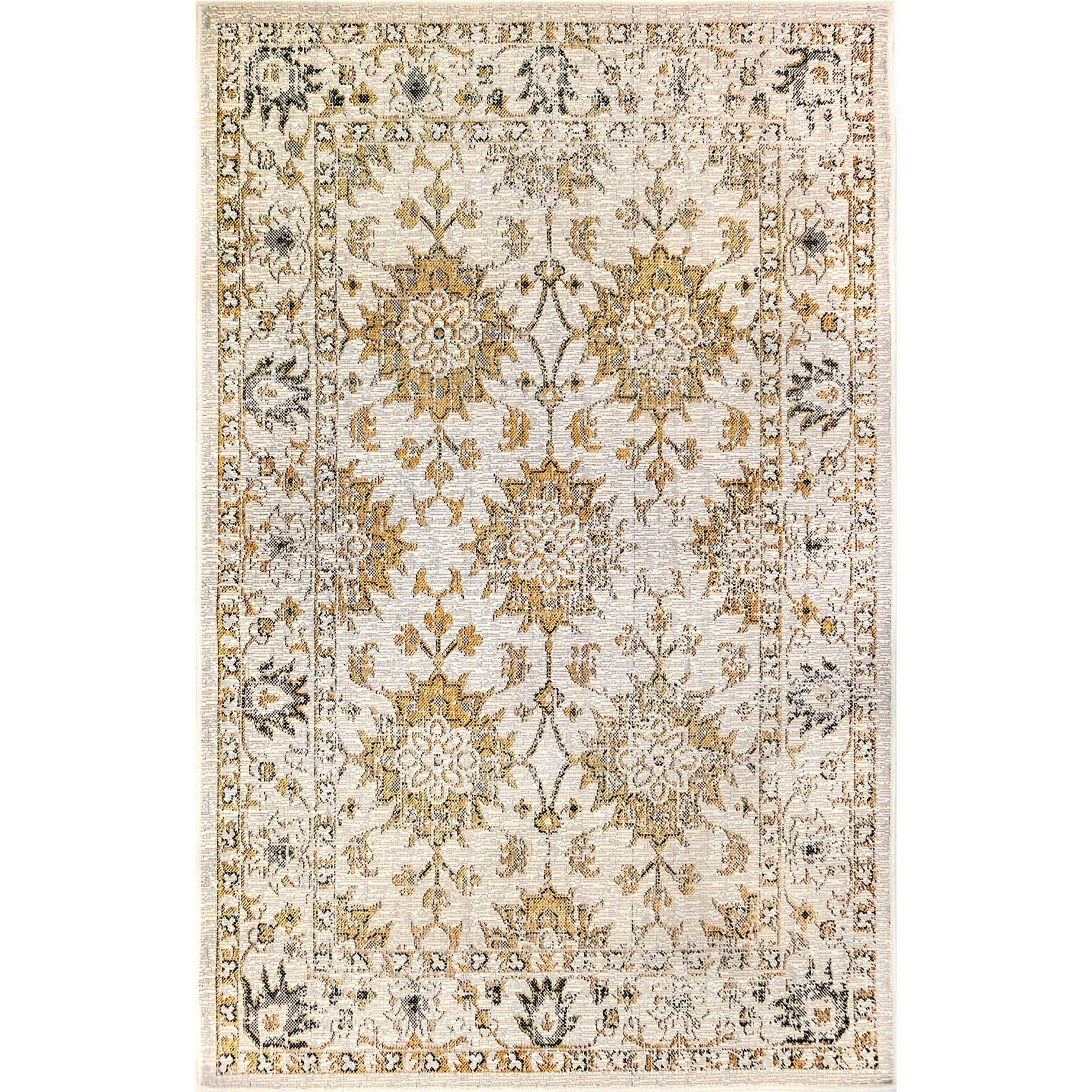Carmel Vintage Floral Indoor/Outdoor Area Rug Black, SAND, hi-res image number 0
