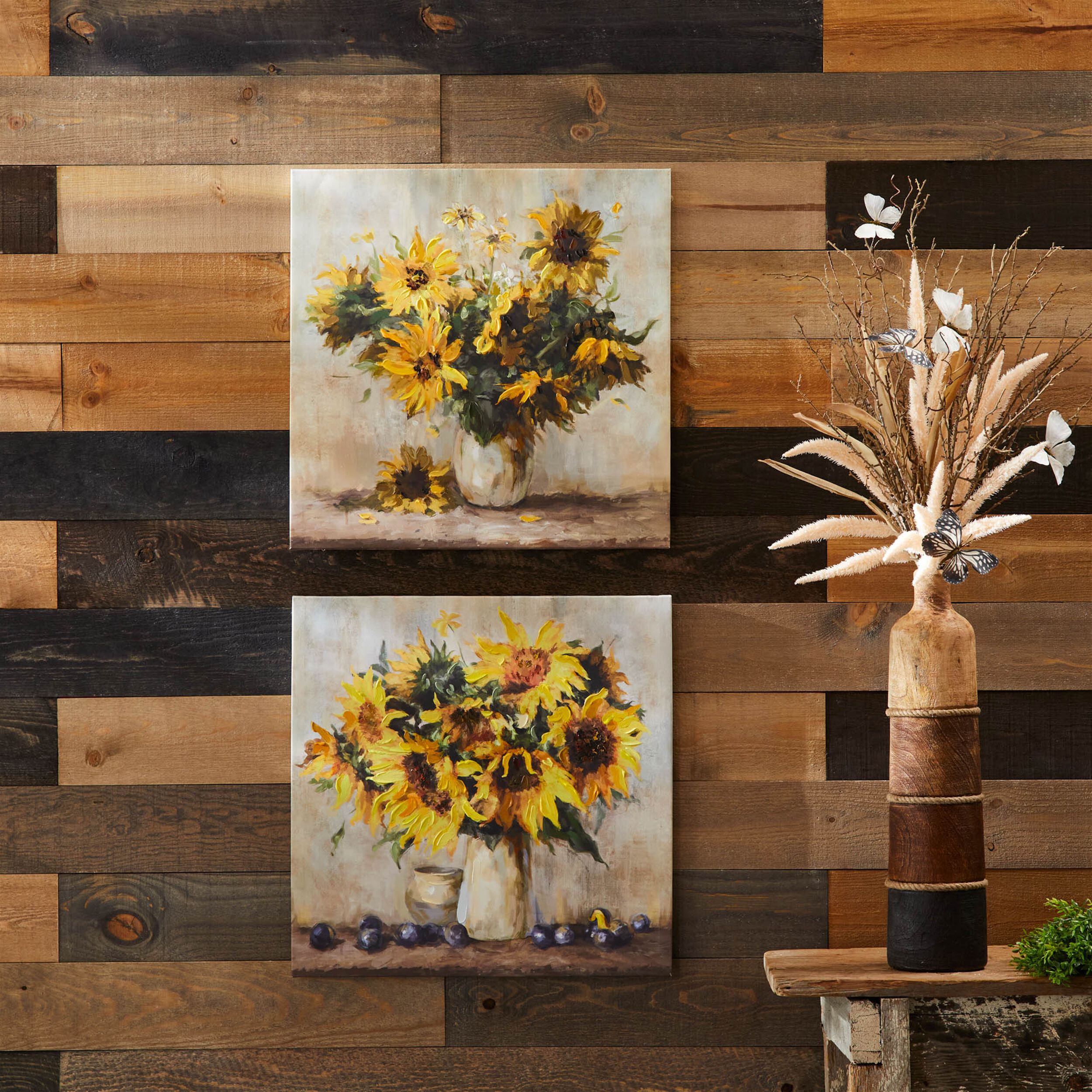 Sunflower Vase Canvas Wall Art 32INL Set of 2, YELLOW BROWN, alternate image number 4