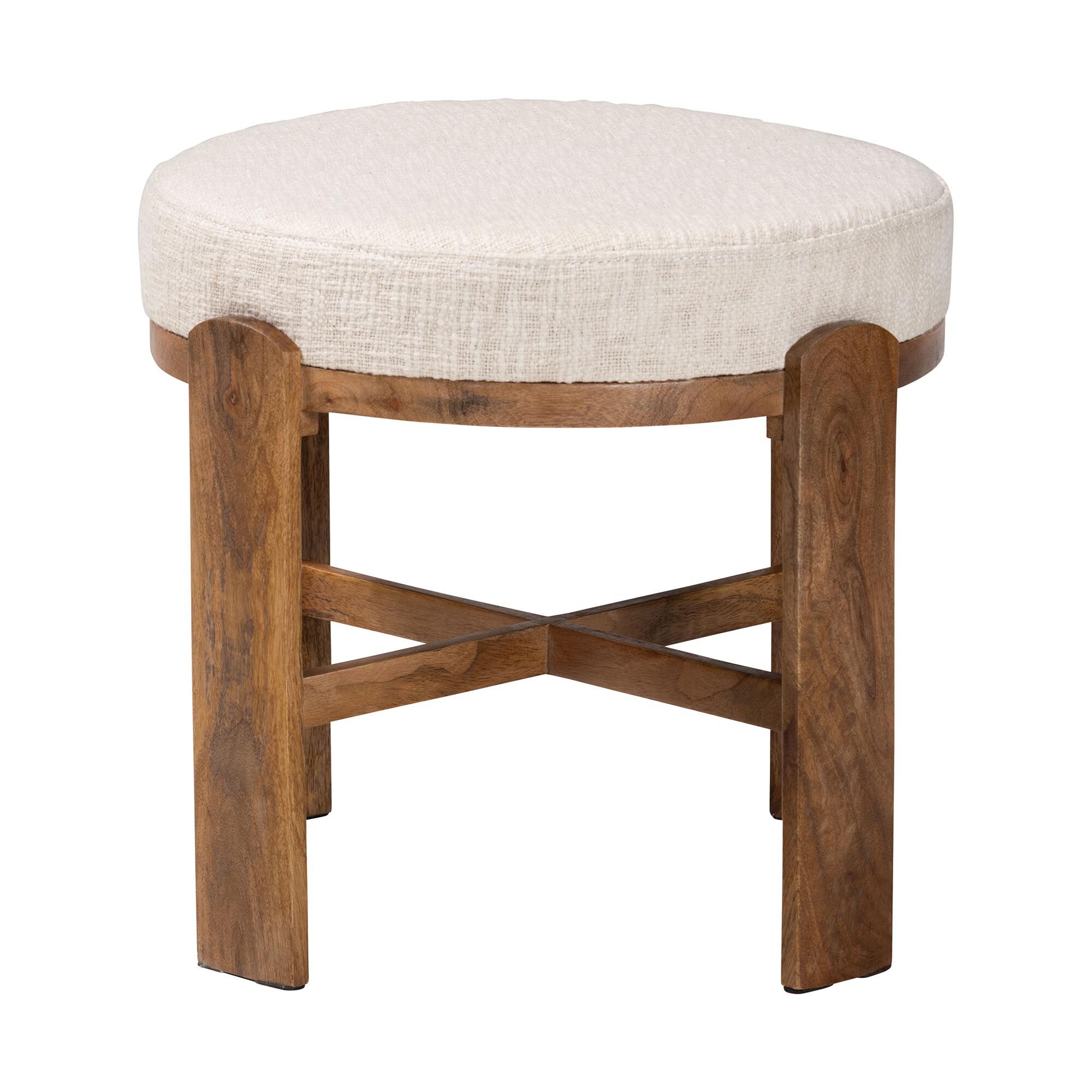 Whitfield Round Fabric Ottoman Stool, IVORY, alternate image number 2