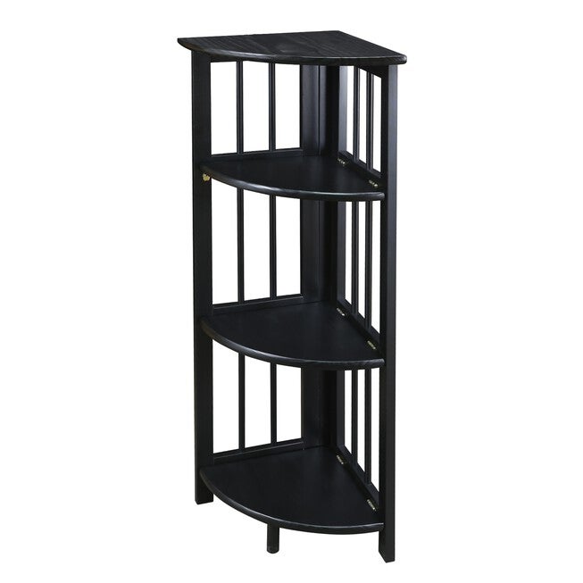 4-Shelf Corner Folding Bookcase-Black, , alternate image number 4