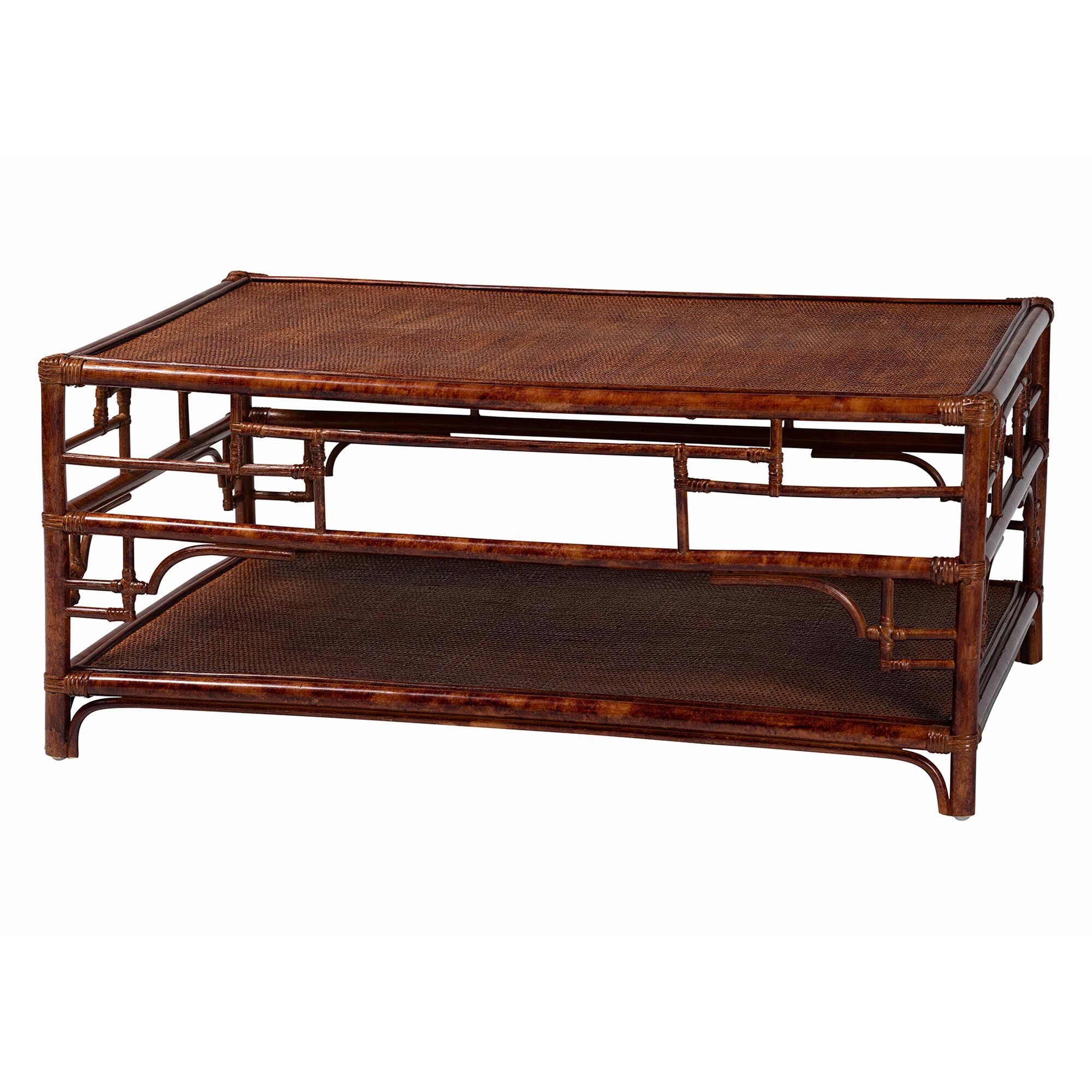 Sebalio Tortoise Natural Rattan Coffee Table, BROWN, alternate image number 1