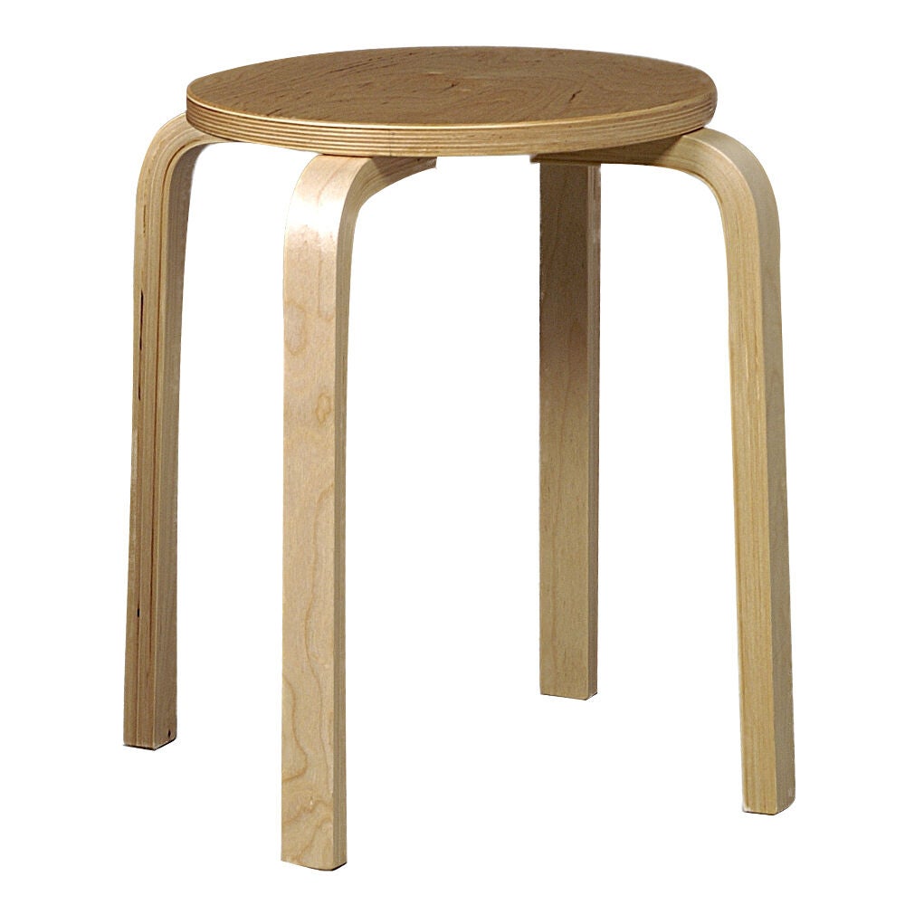 Light brown bentwood stool with four legs