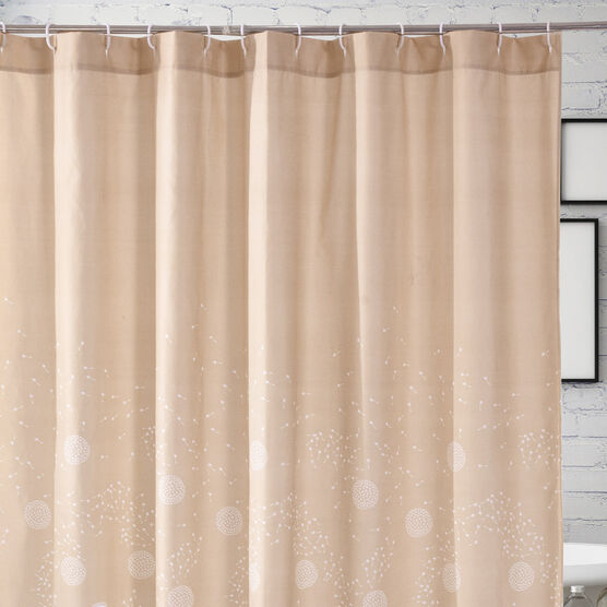 Dandelion Taupe Bath Shower Curtain, , on-hover image number null