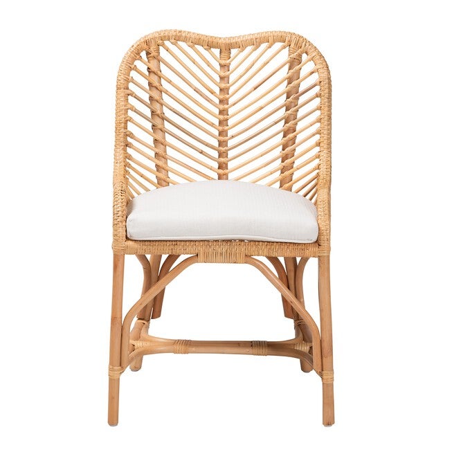 Arween Modern Bohemian Natural Brown Rattan Dining Chair, , on-hover image number 1
