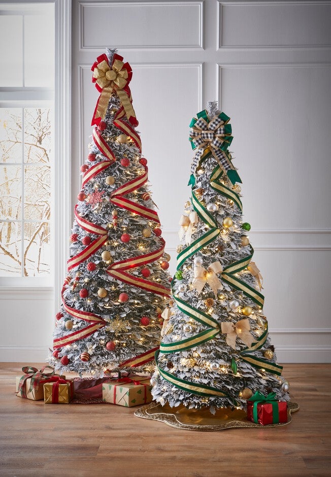 6'H Pre-Lit Flocked Pop-Up Tree, , on-hover image number null
