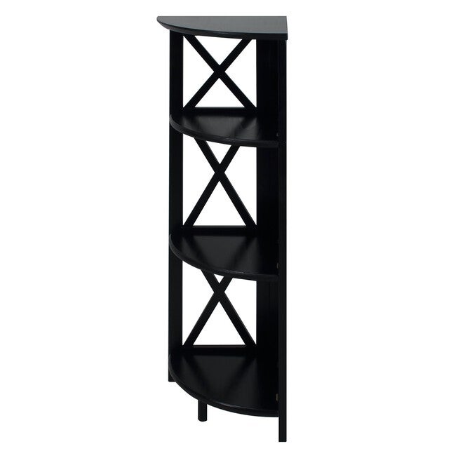 Montego 4-Shelf Corner Folding Bookcase-Black, , on-hover image number 1