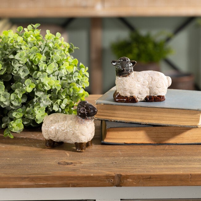 Mini Sheep Figurine (Set of 6), WHITE/BROWN, alternate image number null