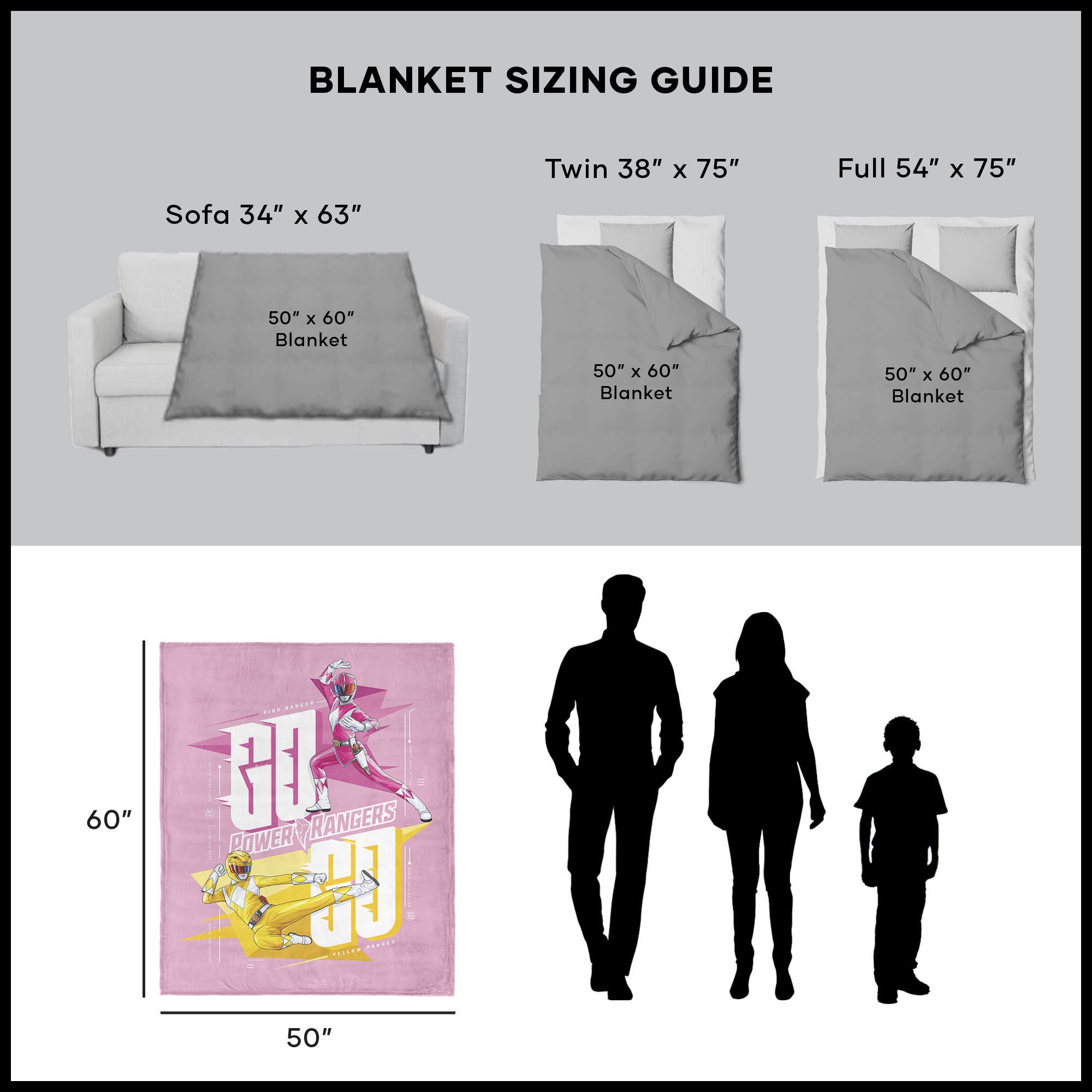 Hasbro Power Rangers Pink And Yellow Silk Touch Throw Blanket 50X60 Inches, PINK, alternate image number 5