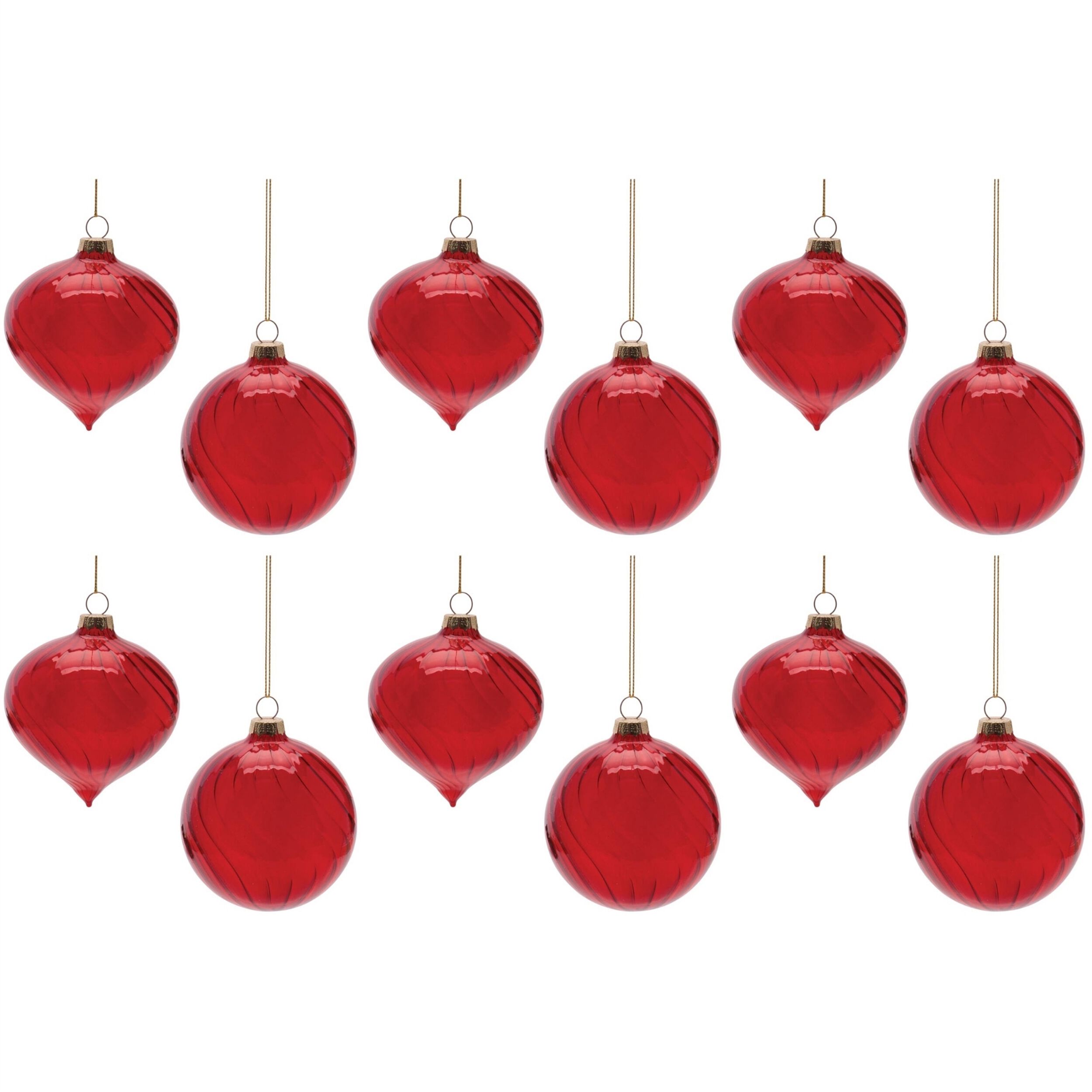 Swirled Glass Ornament (Set of 12), RED, alternate image number 4