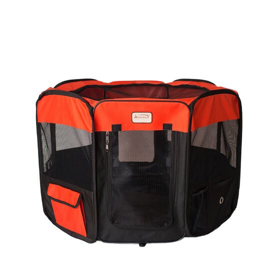 Portable Pet Dog Kitten Playpen In Black And Red Combo, , alternate image number null