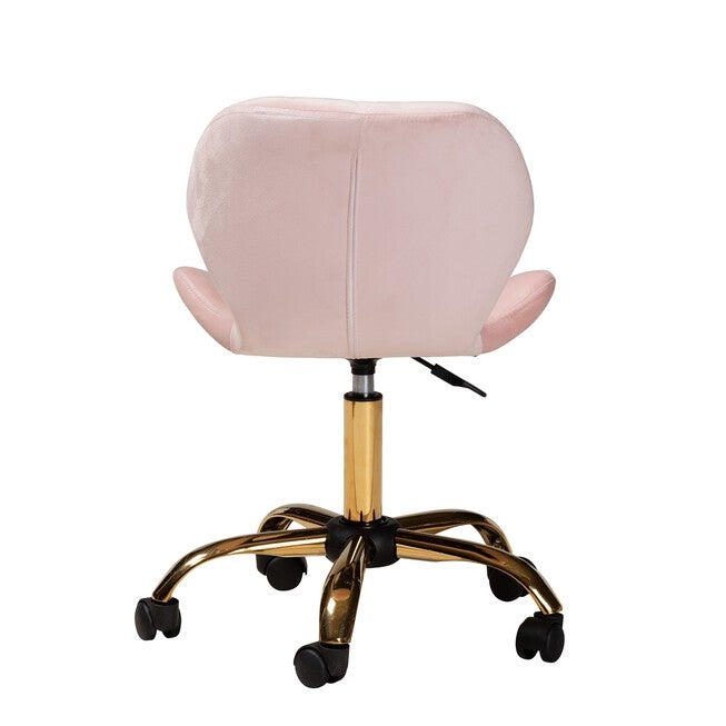 Savara Contemporary Glam And Luxe Grey Velvet Fabric And Gold Metal Swivel Office Chair, , alternate image number 9